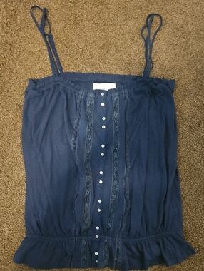 Abercrombie & Fitch Navy Lace-Trim Spaghetti Strap Tank